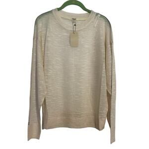 Uniq Women's Lightweight Long Sleeve Sheer Top Sweater Cream Size M/L NWT